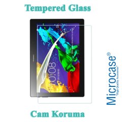 Microcase Lenovo Tab 2 A10-70 10.1 inch Tablet Universal Döner Standlı Kılıf - Siyah + Tempered Glass Cam Koruma