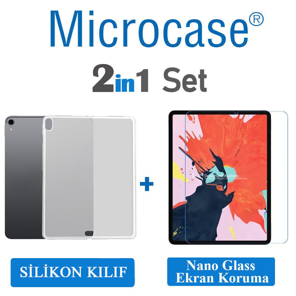 iPad Pro 12.9 2018 Tablet Silikon Tpu Soft Kılıf + Ekran Koruma