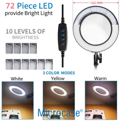 Microcase Masa Üstü Büyüteç Ayarlanabilir Işıklı Tamir Hobi Güzellik Merkezi 160mm 5X Siyah - AL5259