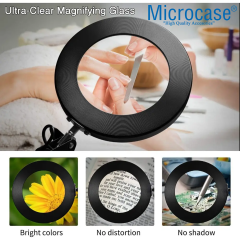 Microcase Masa Üstü Büyüteç Ayarlanabilir Işıklı Tamir Hobi Güzellik Merkezi 160mm 5X Siyah - AL5259
