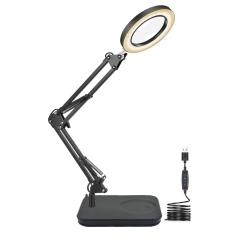 Microcase Masa Üstü Büyüteç Ayarlanabilir Işıklı Tamir Hobi Güzellik Merkezi 160mm 5X Siyah - AL5259