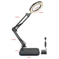 Microcase Masa Üstü Büyüteç Ayarlanabilir Işıklı Tamir Hobi Güzellik Merkezi 160mm 5X Siyah - AL5259