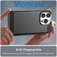 Microcase Iphone 16 ProMax ile Uyumlu Brushed Carbon Fiber Silikon Kılıf - Siyah AL3332