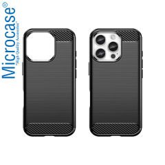Microcase Iphone 16 ProMax ile Uyumlu Brushed Carbon Fiber Silikon Kılıf - Siyah AL3332