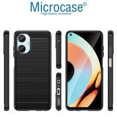 Microcase Realme 10 4G Brushed Carbon Fiber Silikon Kılıf - Siyah AL3332
