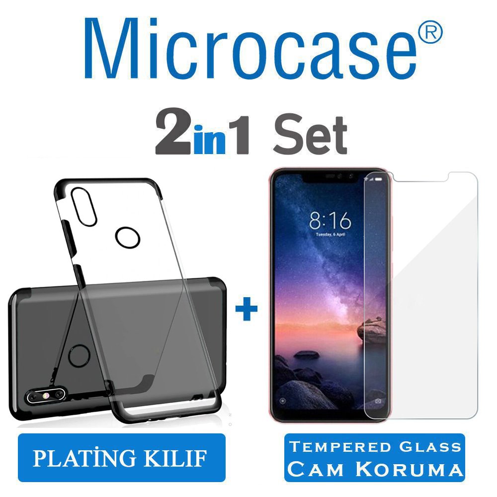 Xiaomi Redmi Note 6 Pro Plating Series Silikon Kılıf + Cam Koruma