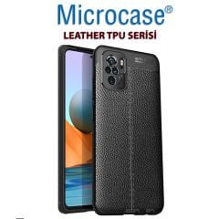 Microcase Xiaomi Redmi Note 10 Leather Tpu Silikon Kılıf - Siyah