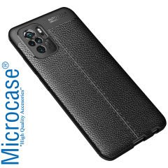 Microcase Xiaomi Redmi Note 10 Leather Tpu Silikon Kılıf - Siyah