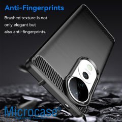 Microcase Vivo v40 ile Uyumlu Brushed Carbon Fiber Silikon Kılıf - Siyah AL3332