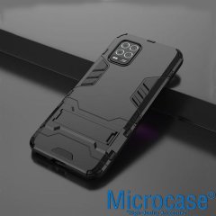 Microcase Xiaomi Mi10 Lite Alfa Serisi Armor Standlı Perfect Koruma Kılıf - Siyah
