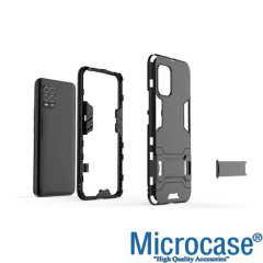 Microcase Xiaomi Mi10 Lite Alfa Serisi Armor Standlı Perfect Koruma Kılıf - Siyah