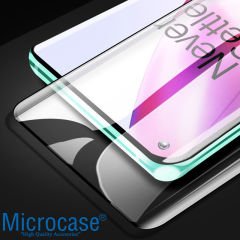 Microcase OnePlus 8 3D Curved Tam Kaplayan Tempered Glass Cam Koruma - Siyah
