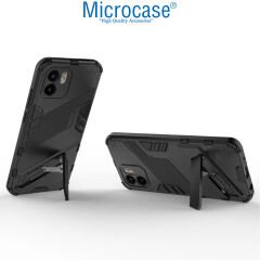 Microcase Xiaomi Redmi A1 / A1 Plus Matrix Serisi Armor Standlı Perfect Koruma Kılıf -Siyah AL3416