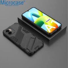 Microcase Xiaomi Redmi A1 / A1 Plus Matrix Serisi Armor Standlı Perfect Koruma Kılıf -Siyah AL3416