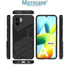 Microcase Xiaomi Redmi A1 / A1 Plus Matrix Serisi Armor Standlı Perfect Koruma Kılıf -Siyah AL3416