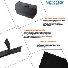 Microcase Araba Bagaj Organizer Araç Alet Eşya Düzenleyici Keçe Çanta Cırtlı Yapışkan AL4347 Siyah