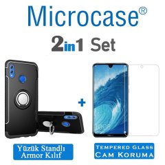 Huawei Honor 8X Max Yüzük Standlı Armor Silikon Kılıf + CAM Koruma (SEÇENEKLİ)
