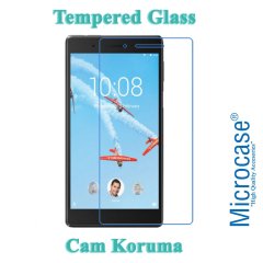 Microcase Lenovo Tab4 7 Essential TB-7304F Tablet Universal Döner Standlı Kılıf - Siyah + Tempered Glass Cam Koruma