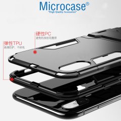 Microcase iPhone XS Max Alfa Serisi Armor Standlı Perfect Koruma Kılıf - Siyah