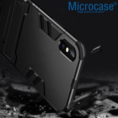 Microcase iPhone XS Max Alfa Serisi Armor Standlı Perfect Koruma Kılıf - Siyah