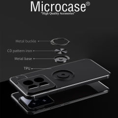 Microcase Xiaomi 14 Global Focus Serisi Yüzük Standlı Silikon Kılıf - Siyah AL3363