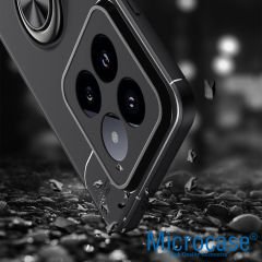 Microcase Xiaomi 14 Global Focus Serisi Yüzük Standlı Silikon Kılıf - Siyah AL3363