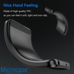 Microcase Xiaomi 14T ile Uyumlu Brushed Carbon Fiber Silikon Kılıf - Siyah AL3332