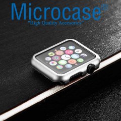 Microcase Apple Watch 42 mm Seri 1 2 3 Metal Çerçeve Kılıf Gümüş