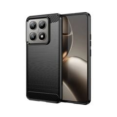 Microcase Xiaomi Redmi Note 14 5G ile Uyumlu Brushed Carbon Fiber Silikon Kılıf - Siyah AL3332