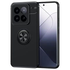 Microcase Xiaomi 14 Pro Global Focus Serisi Yüzük Standlı Silikon Kılıf - Siyah AL3363