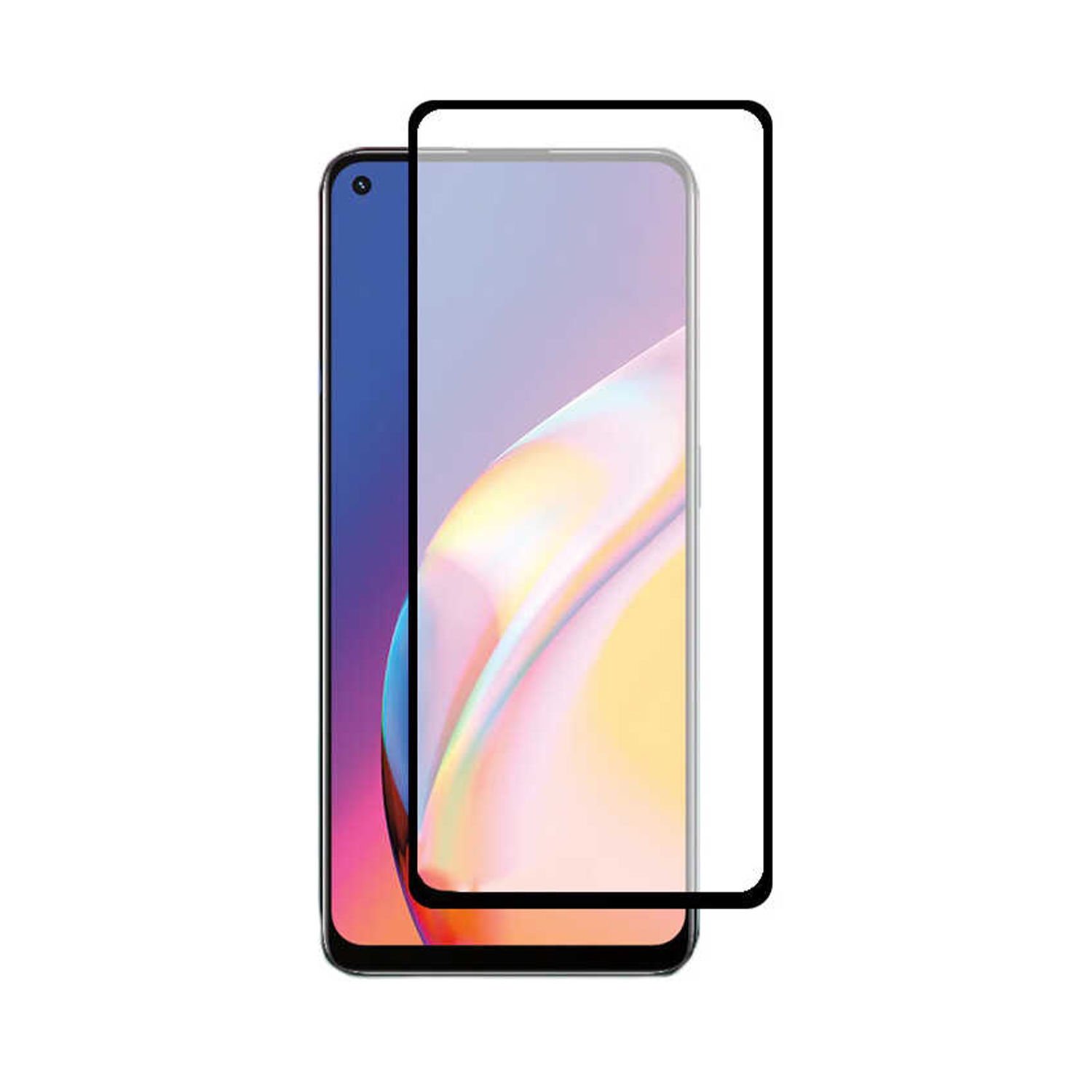 Microcase Oppo A96 4G Tam Kaplayan Çerçeveli Tempered Ekran Koruyucu - Siyah