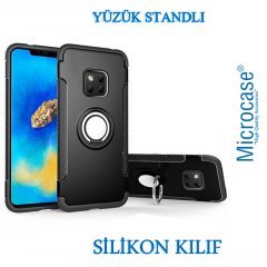 Huawei Mate 20 Pro Yüzük Standlı Armor Silikon Kılıf + CAM