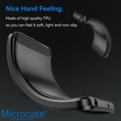 Microcase Xiaomi Redmi Note 14 Pro Plus 5G ile Uyumlu Brushed Carbon Fiber Silikon Kılıf - Siyah AL3332