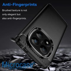 Microcase Xiaomi Redmi Note 14 Pro Plus 5G ile Uyumlu Brushed Carbon Fiber Silikon Kılıf - Siyah AL3332