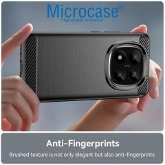 Microcase Xiaomi Redmi Note 14 Pro Plus 5G ile Uyumlu Brushed Carbon Fiber Silikon Kılıf - Siyah AL3332