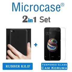 Xiaomi Redmi 5A 5.0 inch Slim Sert Rubber Kılıf + Tempered Cam