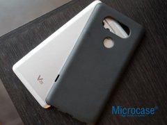 LG V20 Slim Sert Rubber Kılıf + Tempered Glass Cam Koruma
