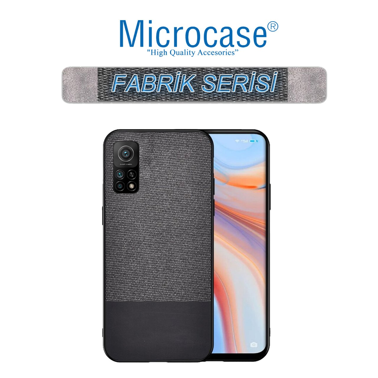 Xiaomi Mi 10T ProFabrik Serisi Kumaş ve Deri Desen Kılıf - Siyah