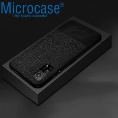 Xiaomi Mi 10T ProFabrik Serisi Kumaş ve Deri Desen Kılıf - Siyah