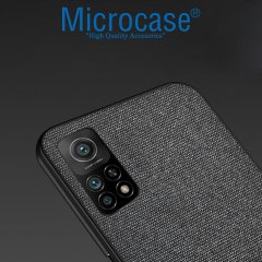 Xiaomi Mi 10T ProFabrik Serisi Kumaş ve Deri Desen Kılıf - Siyah