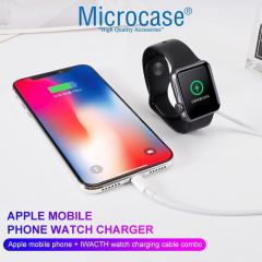 Microcase Apple Watch Series 10  42mm/46 mm ile Uyumlu Manyetik Lightning+USB Şarj Kablosu 1.2m 2in1 Beyaz AL2363