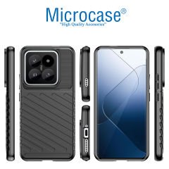 Microcase Xiaomi 14 Global Thunder Serisi Darbeye Dayanıklı Silikon Kılıf - Siyah AL3421