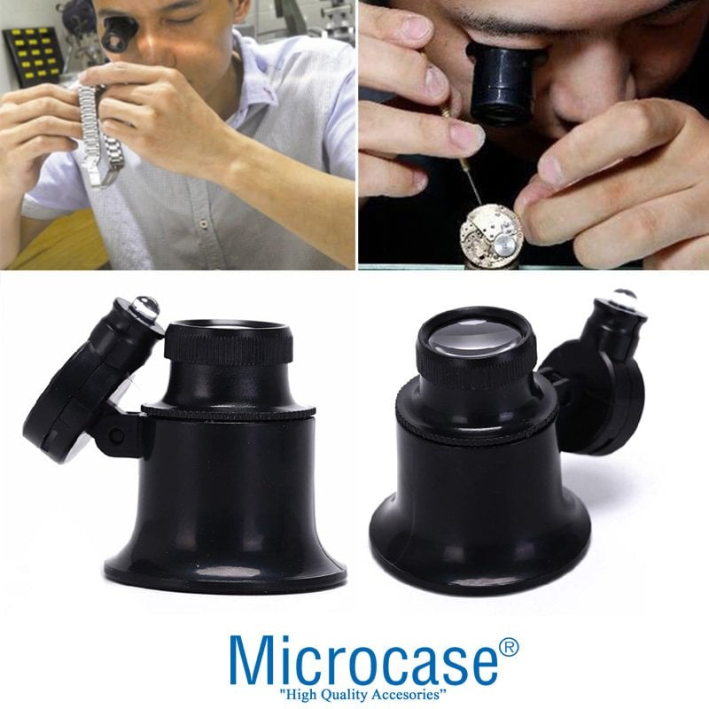Microcase Saatçi Tamirci Göz Büyüteci 20X Işıklı Siyah - AL2450