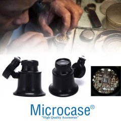 Microcase Saatçi Tamirci Göz Büyüteci 20X Işıklı Siyah - AL2450
