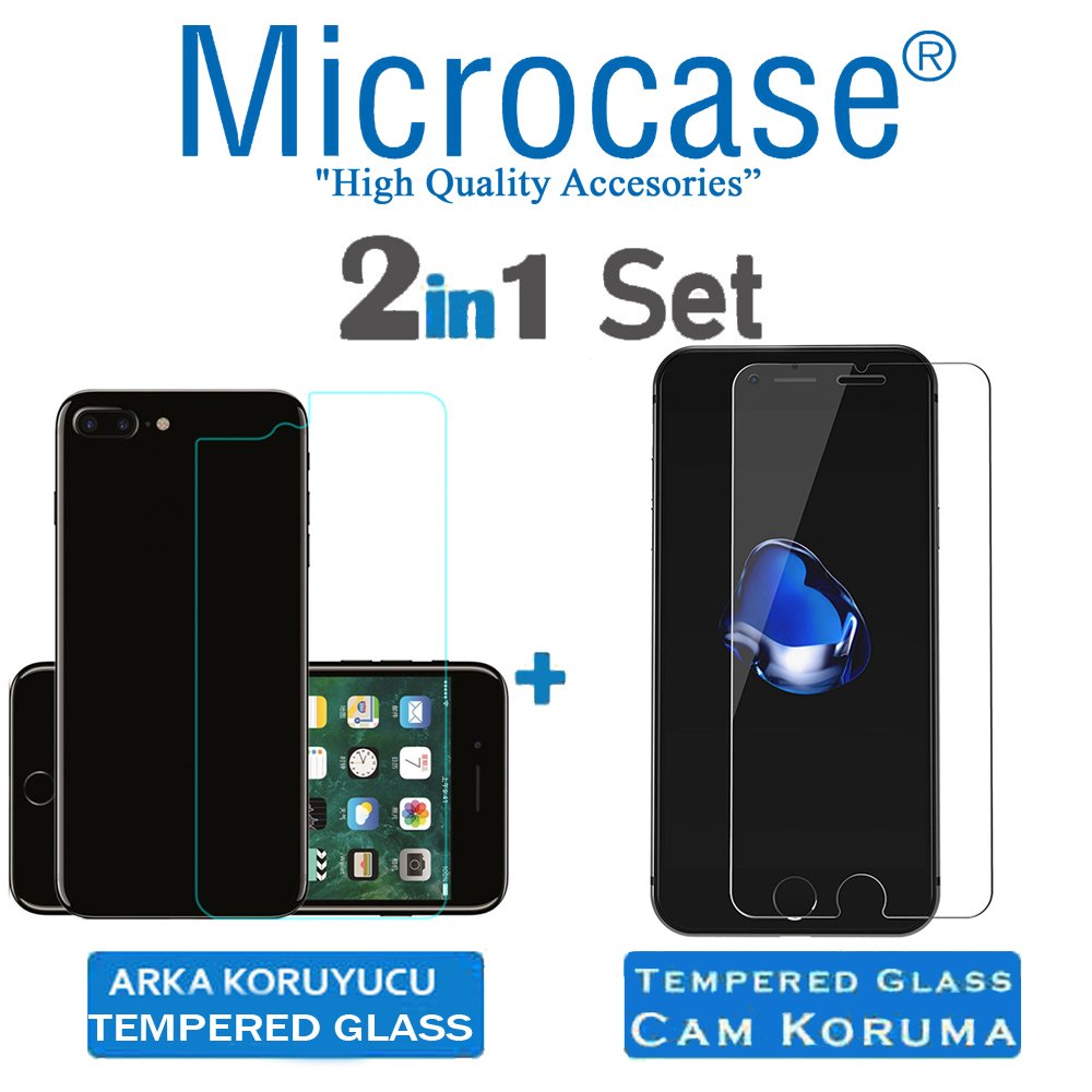 Microcase iPhone 8 Plus Ön Arka Set Tempered Glass Ekran Koruyucu