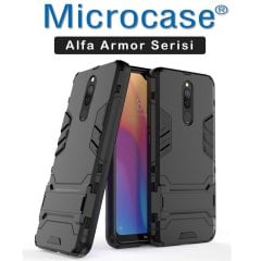 Microcase Xiaomi Redmi 8 Alfa Serisi Armor Standlı Perfect Koruma Kılıf - Siyah