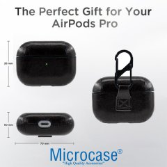 Microcase Airpods Pro Kulaklık ve Şarj Ünitesi için Deri Kılıf - Siyah