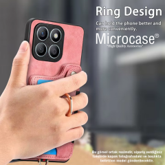 Microcase Honor 200 ile Uyumlu Askılıklı Kartlıklı Standlı Deri Kaplama Kılıf-AL5134