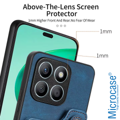 Microcase Honor 200 ile Uyumlu Askılıklı Kartlıklı Standlı Deri Kaplama Kılıf-AL5134