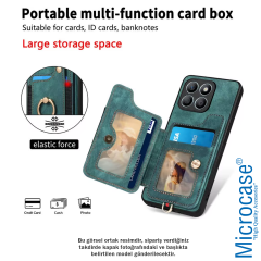 Microcase Honor 200 ile Uyumlu Askılıklı Kartlıklı Standlı Deri Kaplama Kılıf-AL5134
